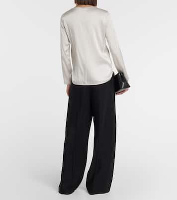 Max Mara Moldava Silk Satin Top in Ivory Product Image