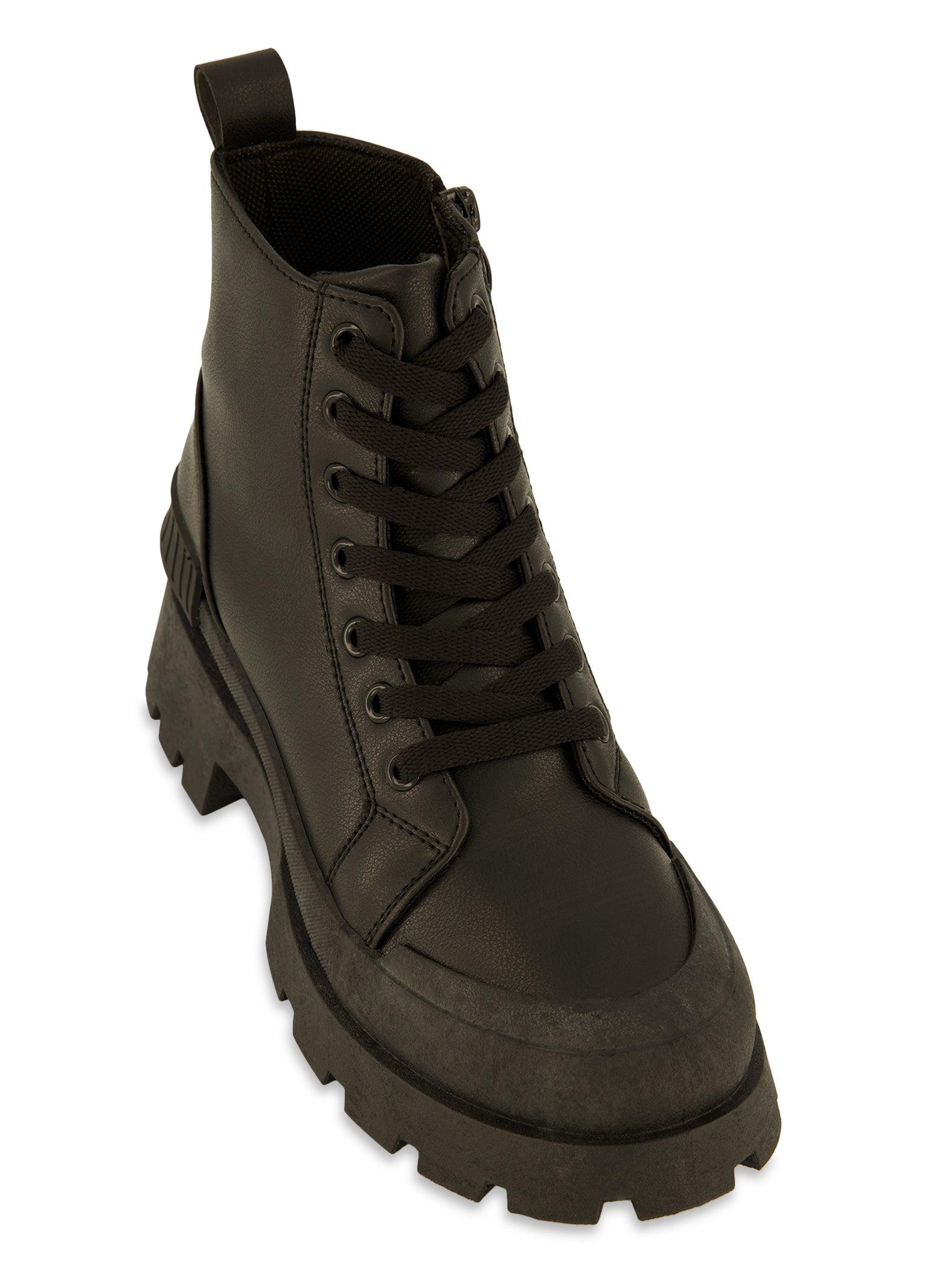 Womens Canvas Cap Toe Detail Combat Boots Product Image