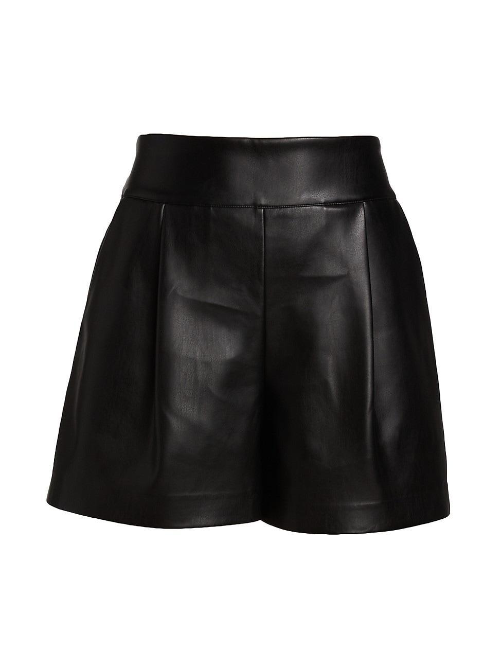 Susana Monaco Faux Leather Pleated Shorts Product Image