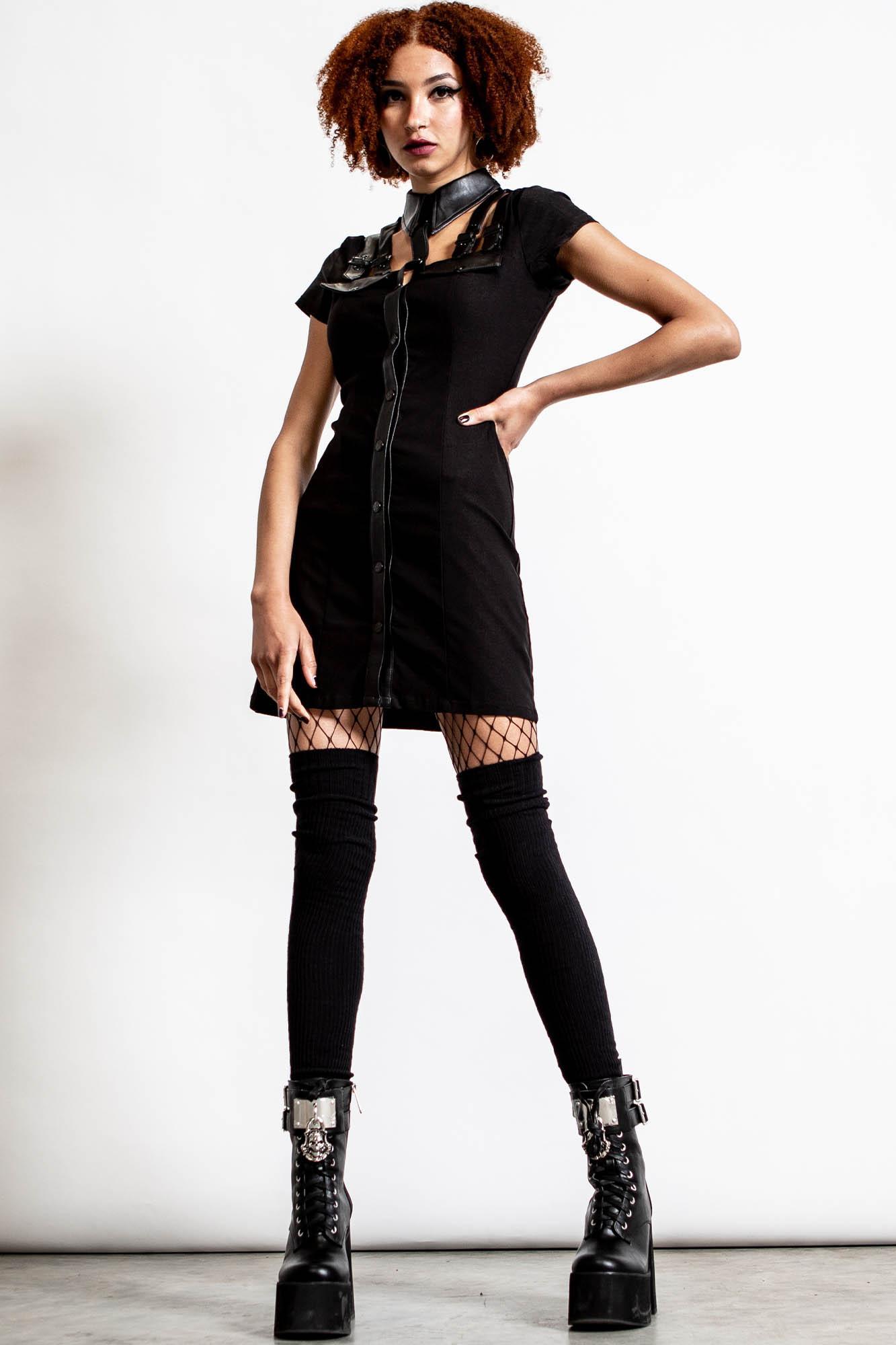 All Attitude Cut-Out Dress [B] / Black / 74% Rayon 22% Nylon 4% Elastane Product Image