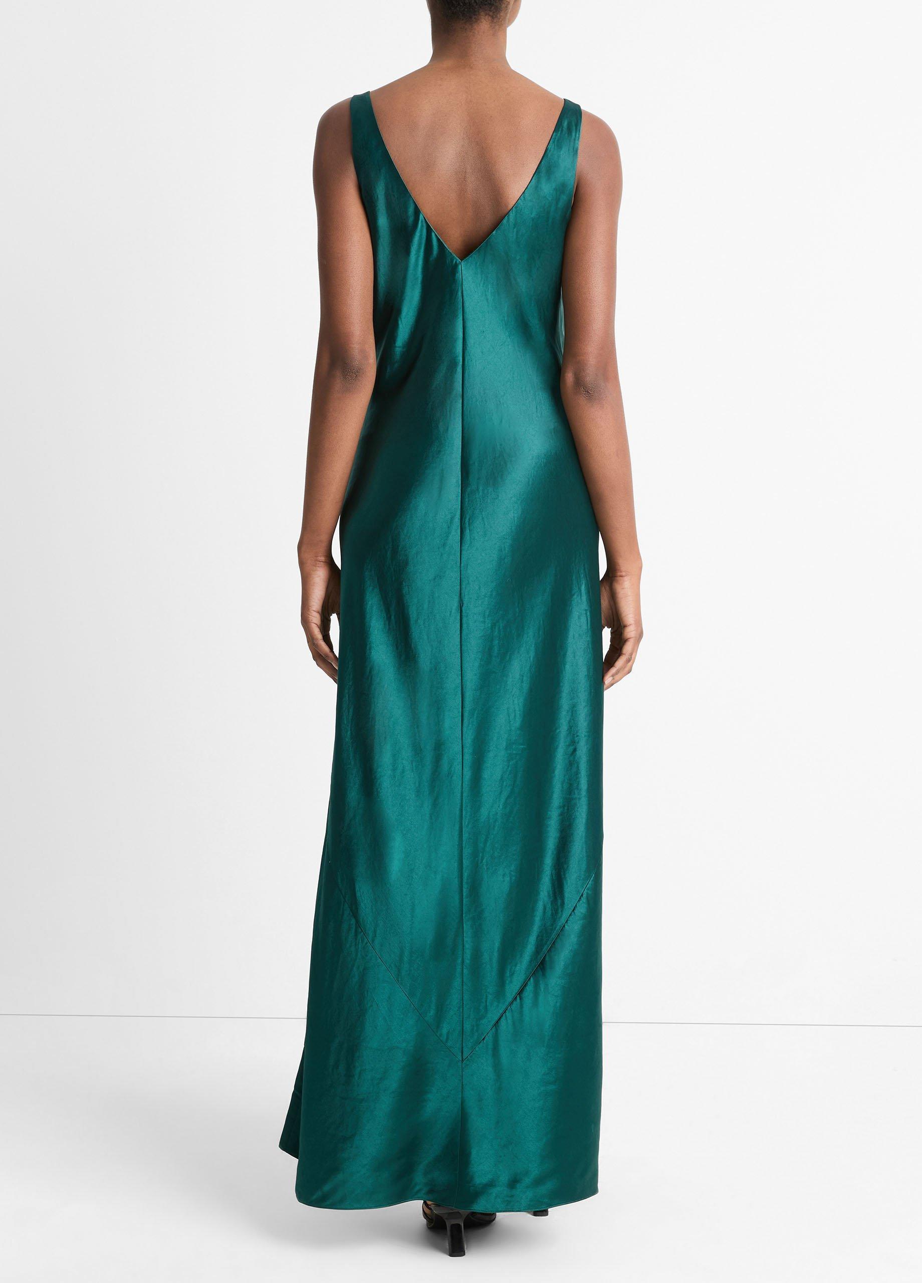 Satin V-Neck Maxi Slip Dress Product Image