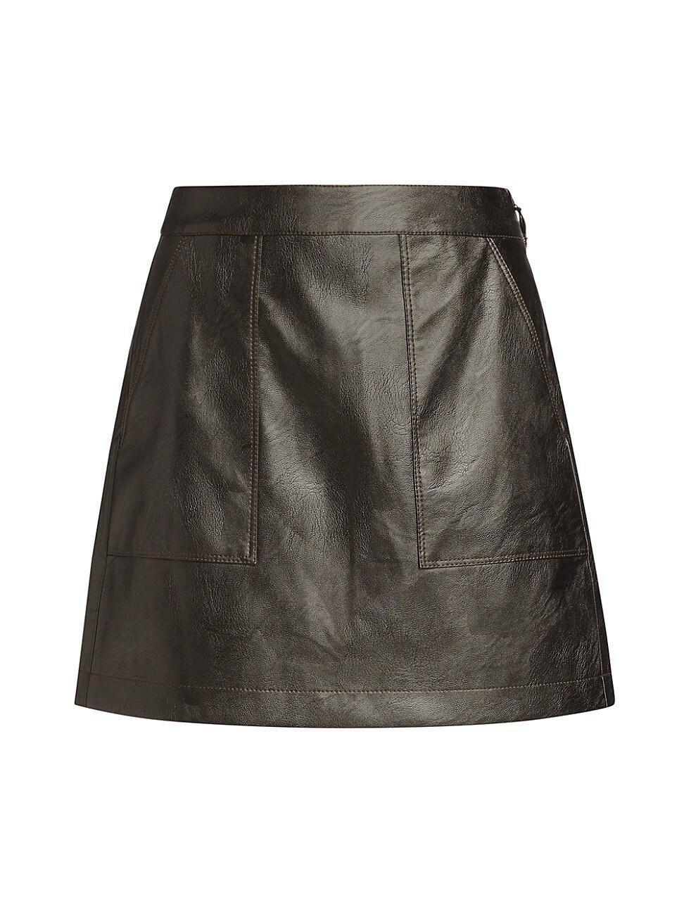 Womens Jaycie Metallic Faux Leather Miniskirt Product Image