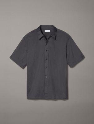 Solid Nylon Button-Down Shirt Product Image