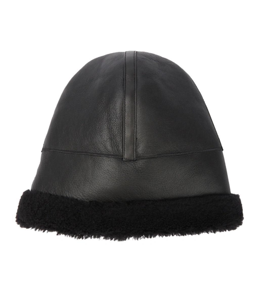 Genuine Shearling Hat In Black Product Image