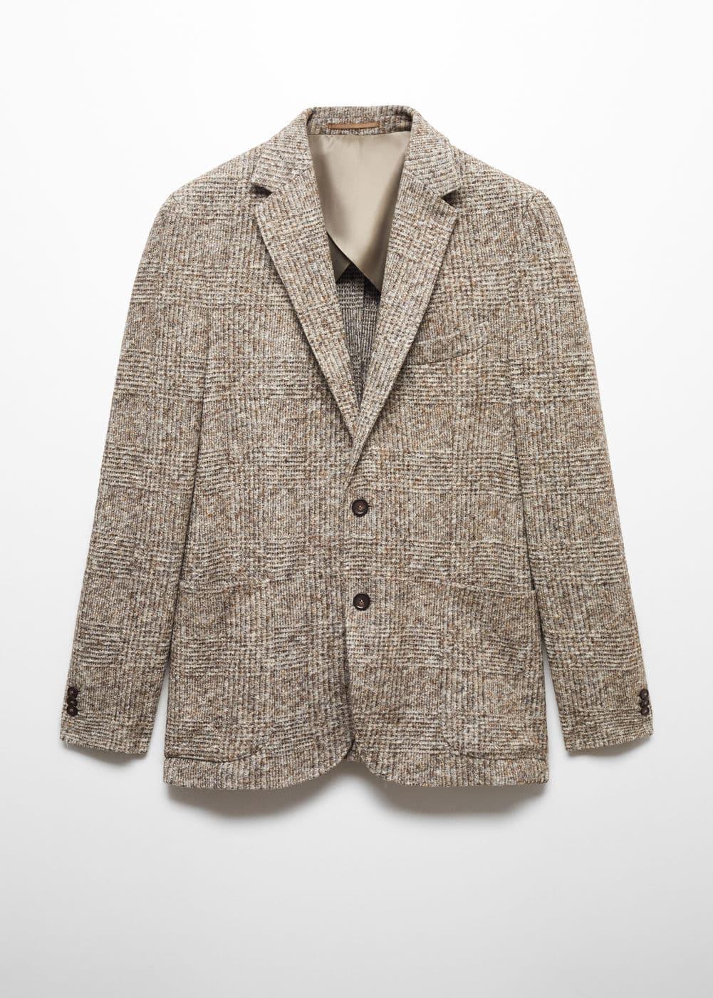 MANGO MAN - Prince of Wales virgin wool blazer brownMen Product Image