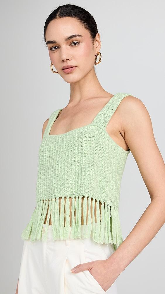 KITRI Roxanna Pistachio Crochet Knit Top | Shopbop Product Image