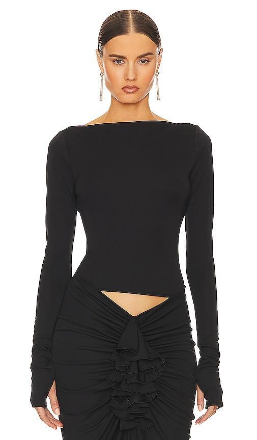 Helsa Matte Jersey Long Sleeve Top in Black. - size M (also in L, S, XL) Product Image