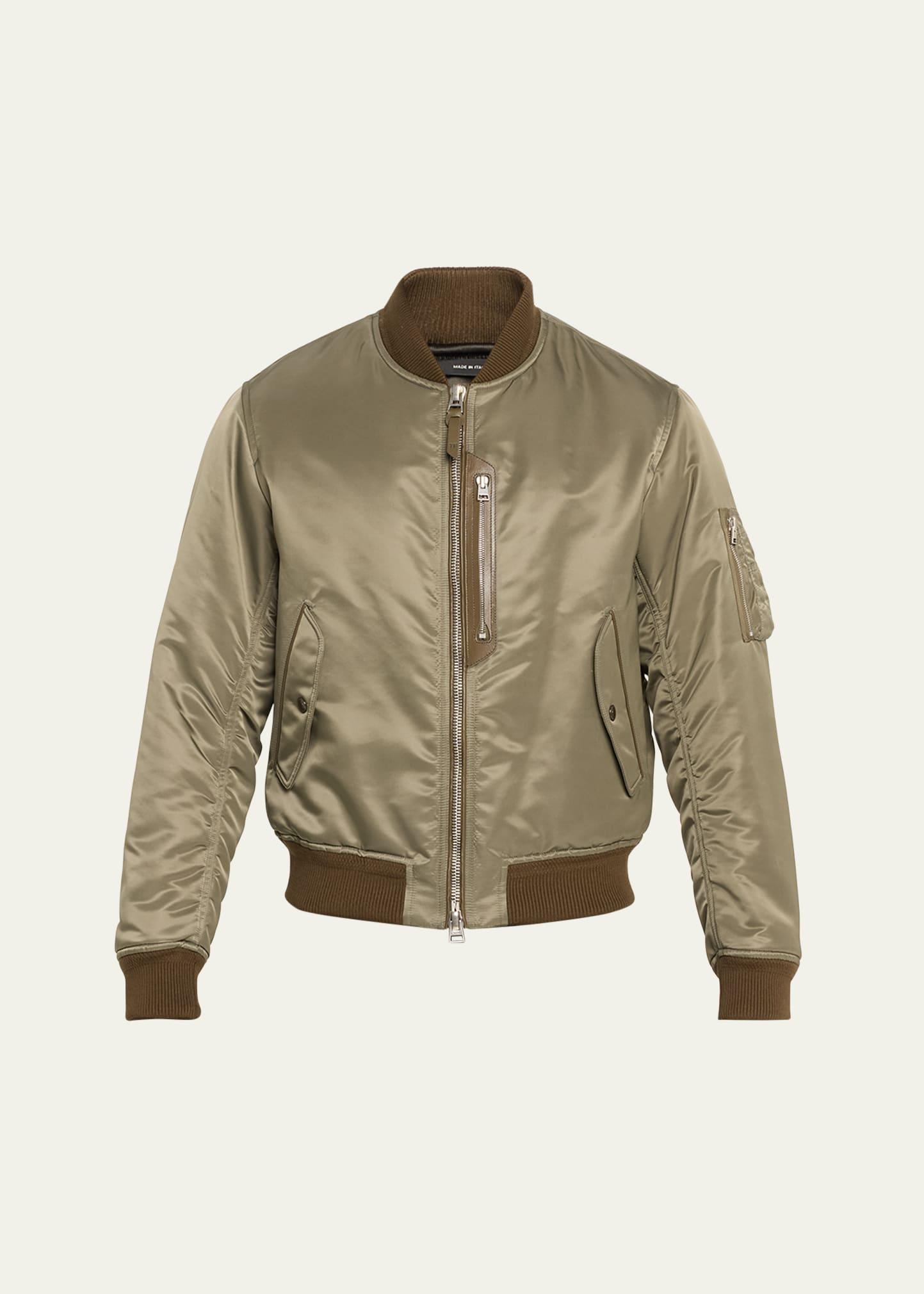 Mens Nylon Full-Zip Bomber Jacket Product Image