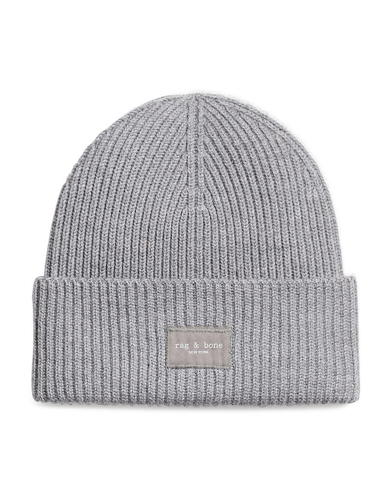 rag & bone Blake Logo Patch Wool Blend Rib Beanie Product Image