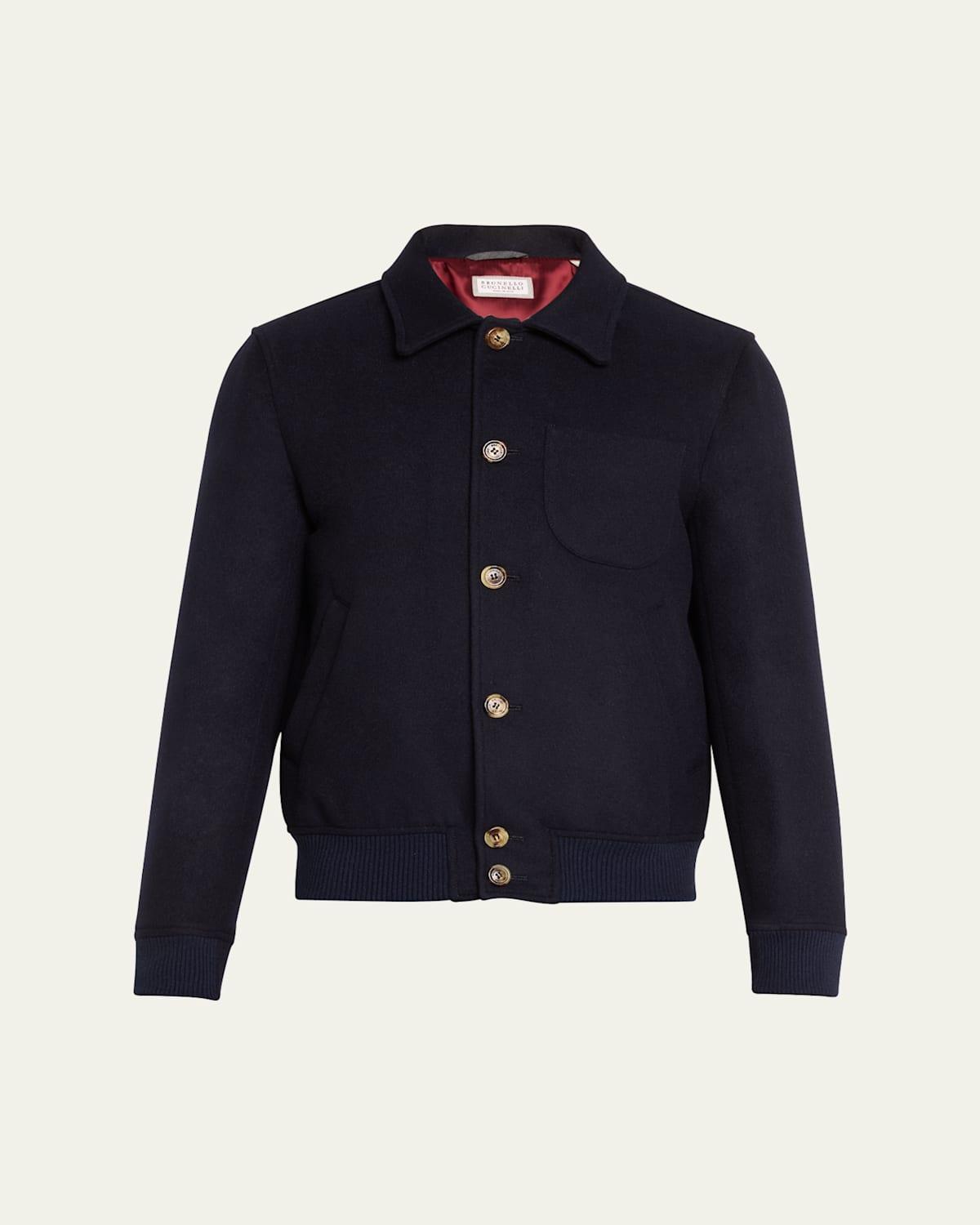 Men's Wool Button-Front Bomber Jacket Product Image