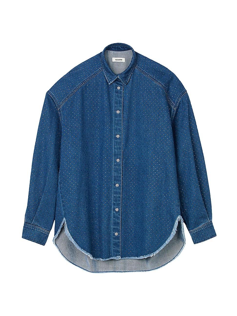 Womens Denim Shirt with Rhinestones Product Image