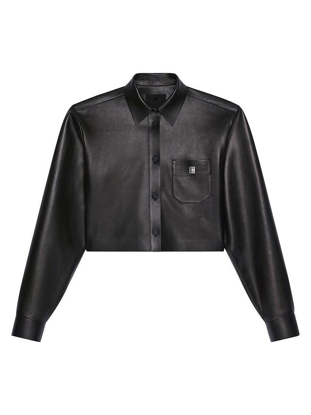 Womens Cropped Shirt in Leather with 4G Detail Product Image