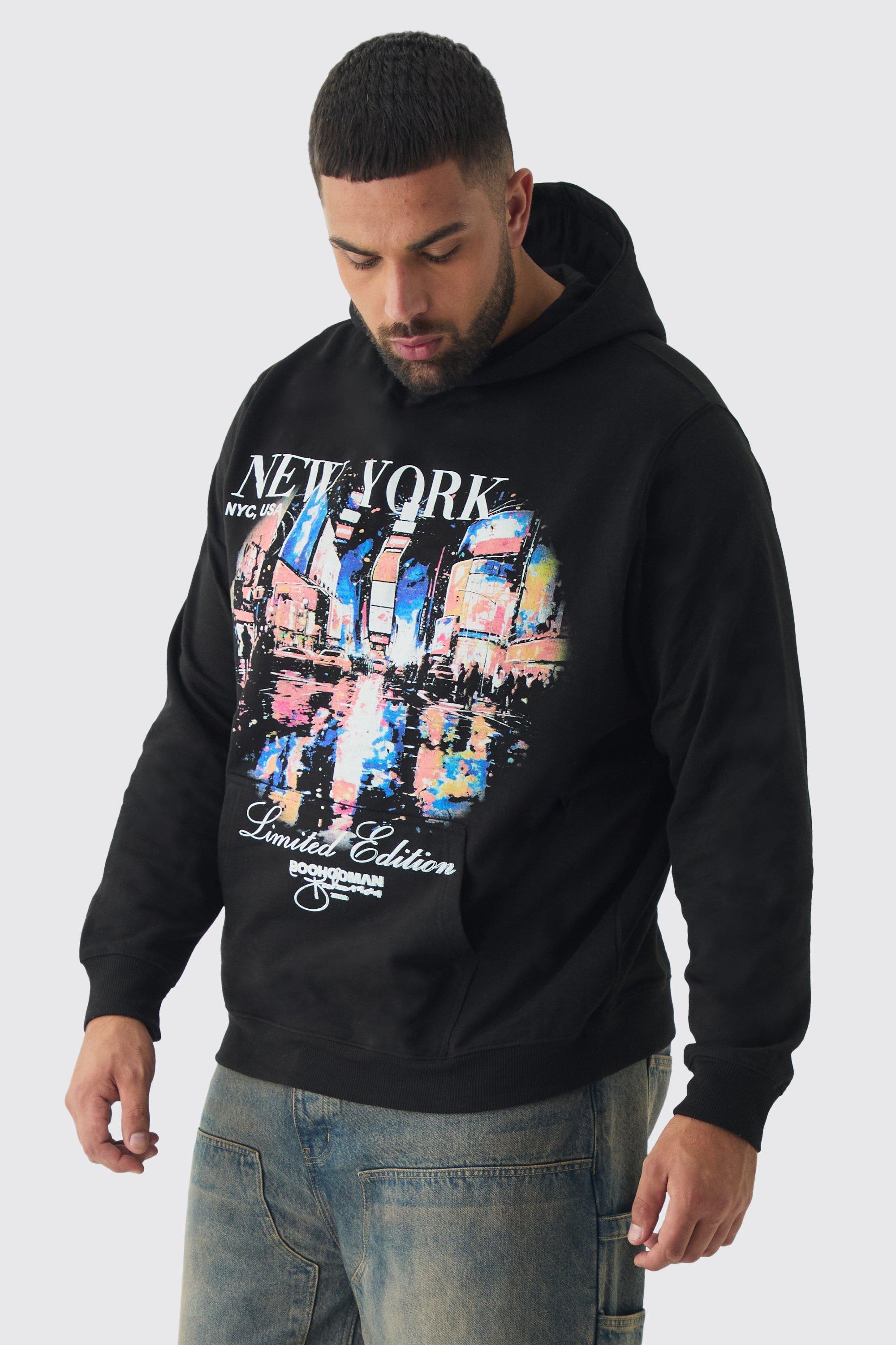 Plus New York Graphic Hoodie | boohooMAN USA Product Image