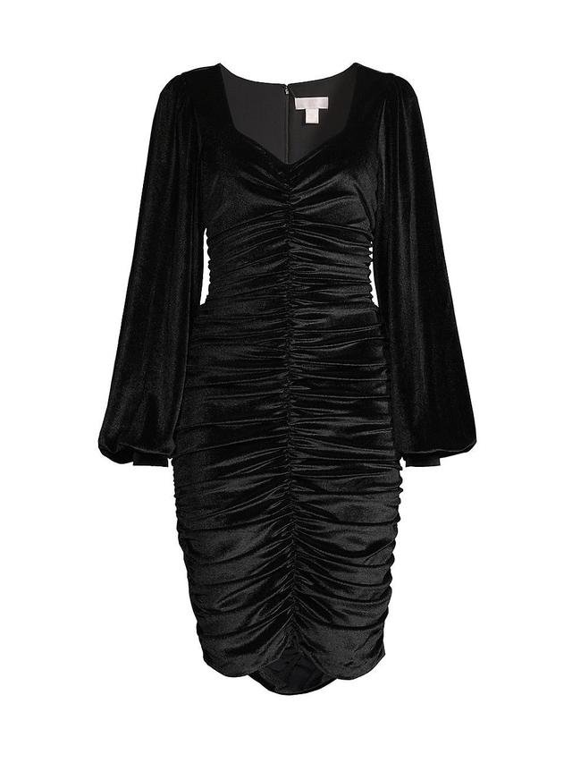 Womens Ruched Velvet Knee-Length Dress Product Image