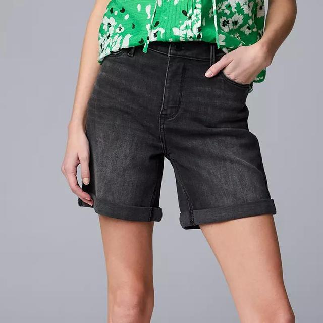 Womens Simply Vera Vera Wang High Rise Cuffed Shorts Dark Blue Karissa Product Image