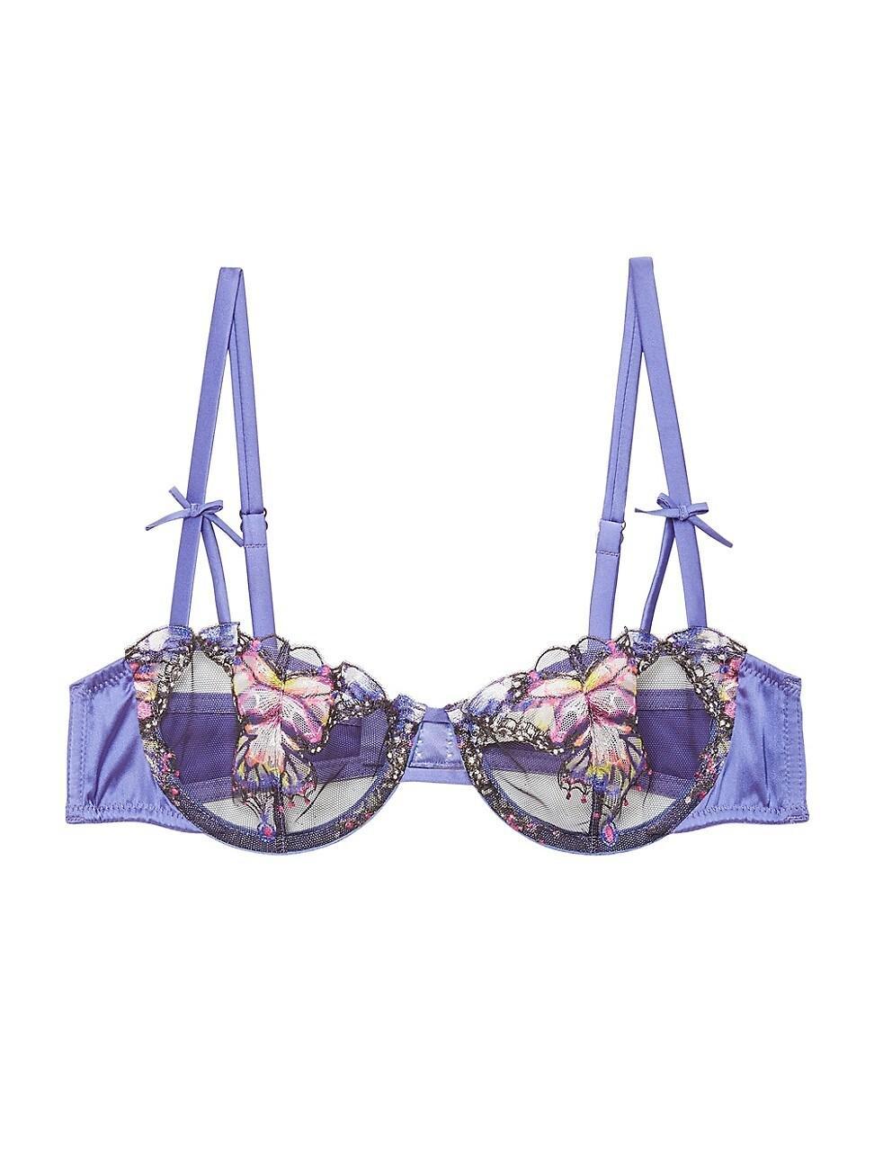 Womens Butterfly Embroidered Balconette Bra Product Image