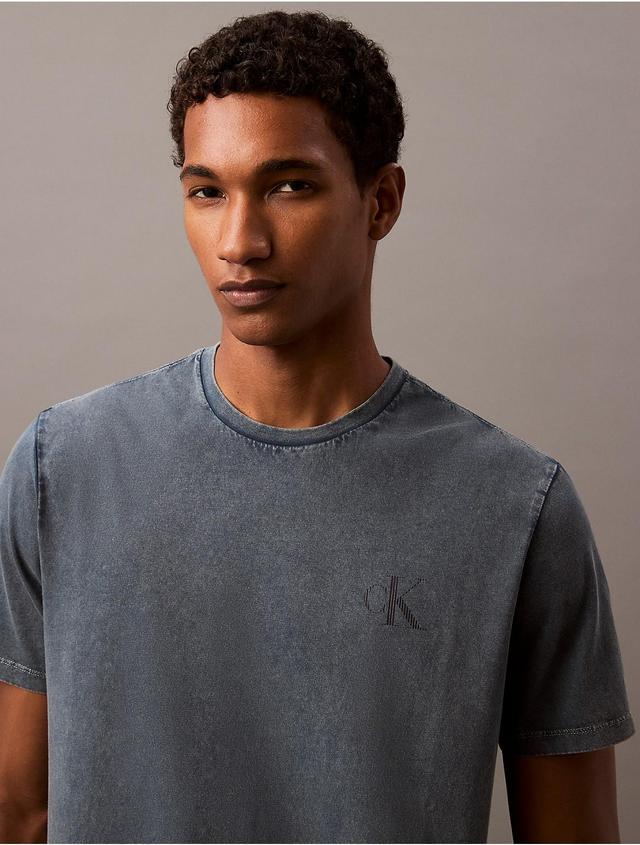 Calvin Klein Mens Acid Wash Monogram Logo Classic T-Shirt - Black - XS Product Image