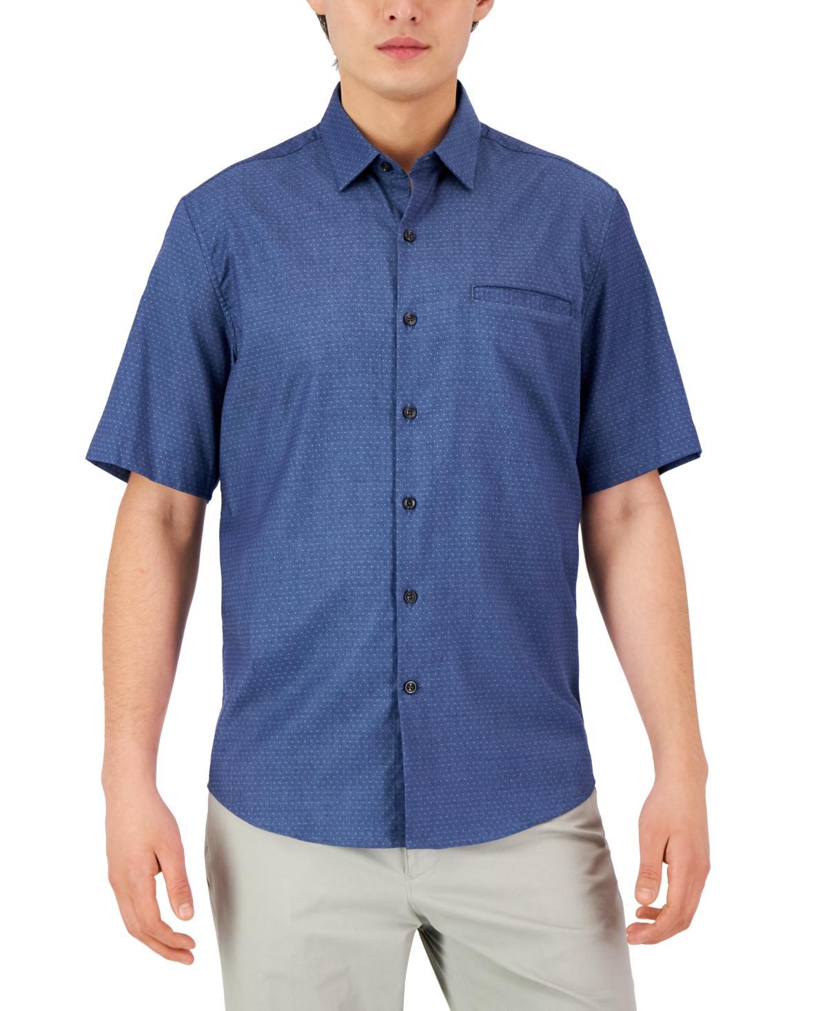 Alfani Mens Short-Sleeve Modern Stretch Dobby Shirt, Created for Macys Product Image