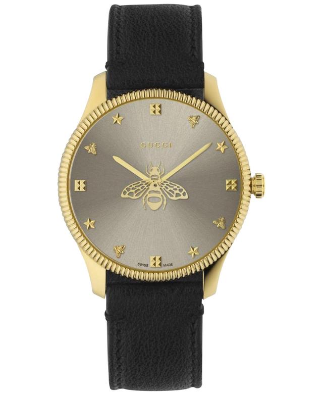 Womens G-Timeless Yellow Gold PVD & Leather Strap Watch Product Image