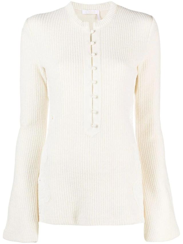 CHLOÉ Embroidered Wool Jumper In White Product Image