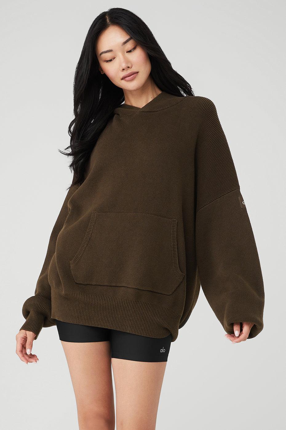 Scholar Hooded Sweater - Espresso Female Product Image