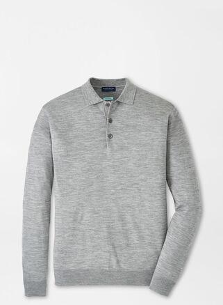 Peter Millar Mens Excursionist Flex Sweater Polo | Color: Gale Grey | Size: XXL Product Image