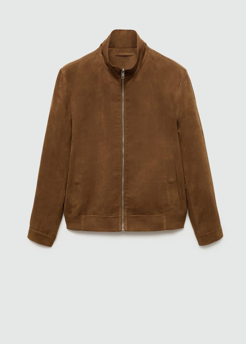 Suede-effect jacket with zipper - Men | MANGO USA Product Image