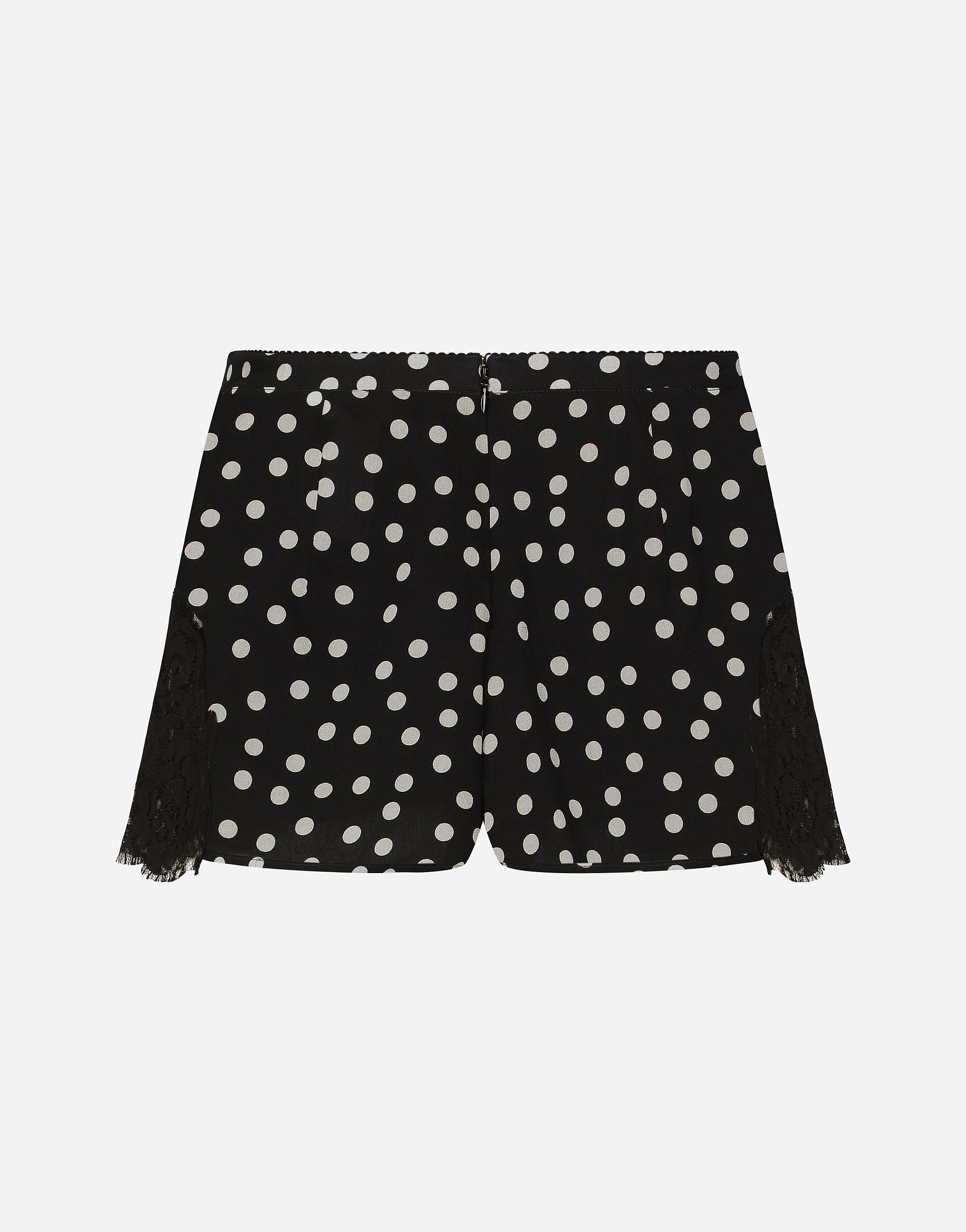 Polka-dot Silk-blend Shorts In Black Product Image