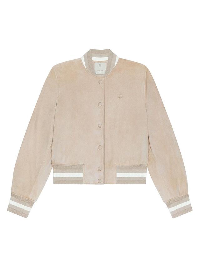 Womens Varsity Jacket in Suede Product Image