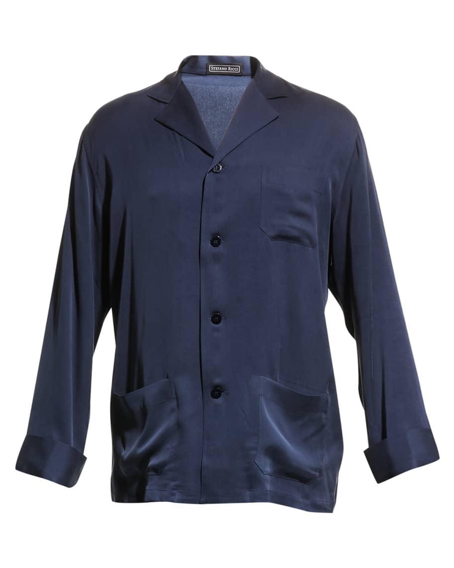 Men's Two-Piece Tonal Silk Pajama Set Product Image