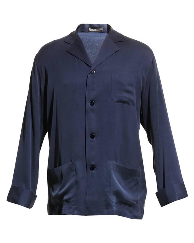 Men's Two-Piece Tonal Silk Pajama Set Product Image