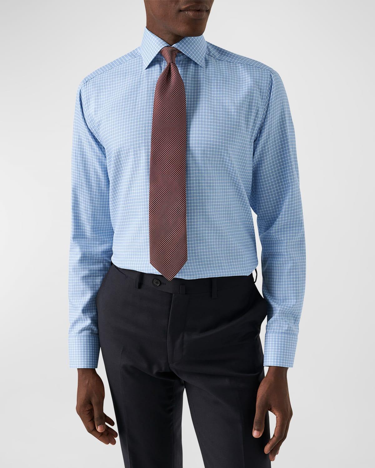 Men's Organic Cotton Twill Micro-Check Dress Shirt Product Image