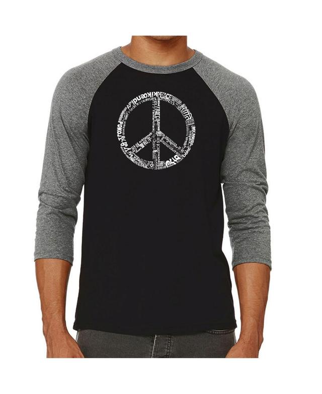 La Pop Art Peace in 77 Languages Mens Raglan Word Art T-shirt Product Image