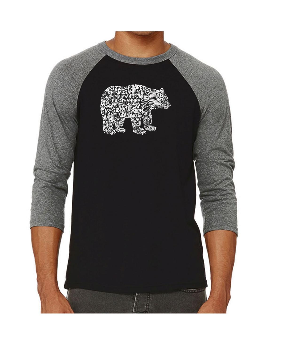 La Pop Art Bear Species Mens Raglan Word Art T-shirt Product Image