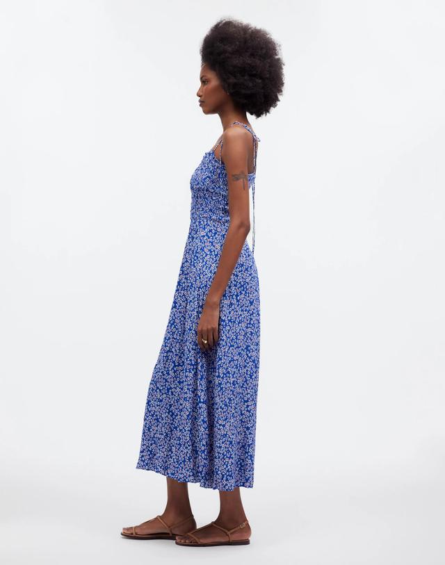 Smocked Tie-Strap Midi Dress in Floral Product Image