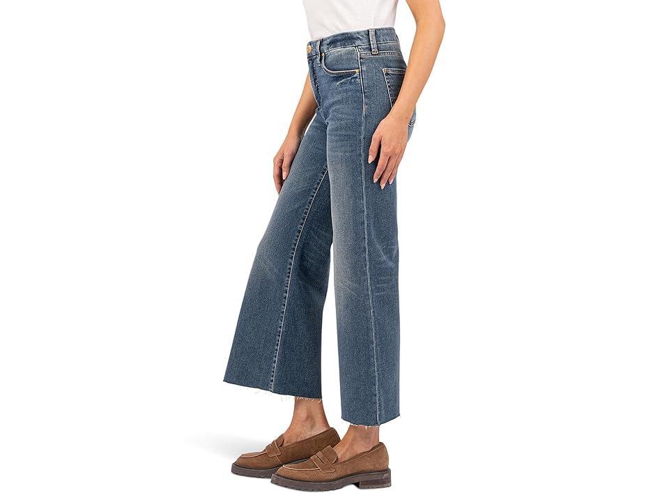 KUT from the Kloth Petite Meg High Rise Fab Ab Wide Leg Raw Hem (Peacefully) Women's Jeans Product Image