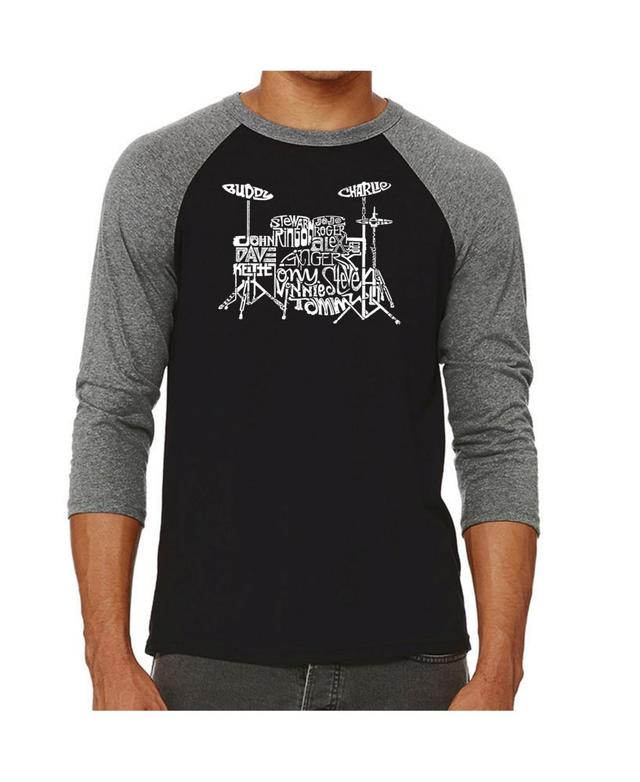 La Pop Art Drums Mens Raglan Word Art T-shirt Product Image