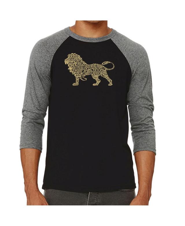 La Pop Art Lion Mens Raglan Word Art T-shirt Product Image