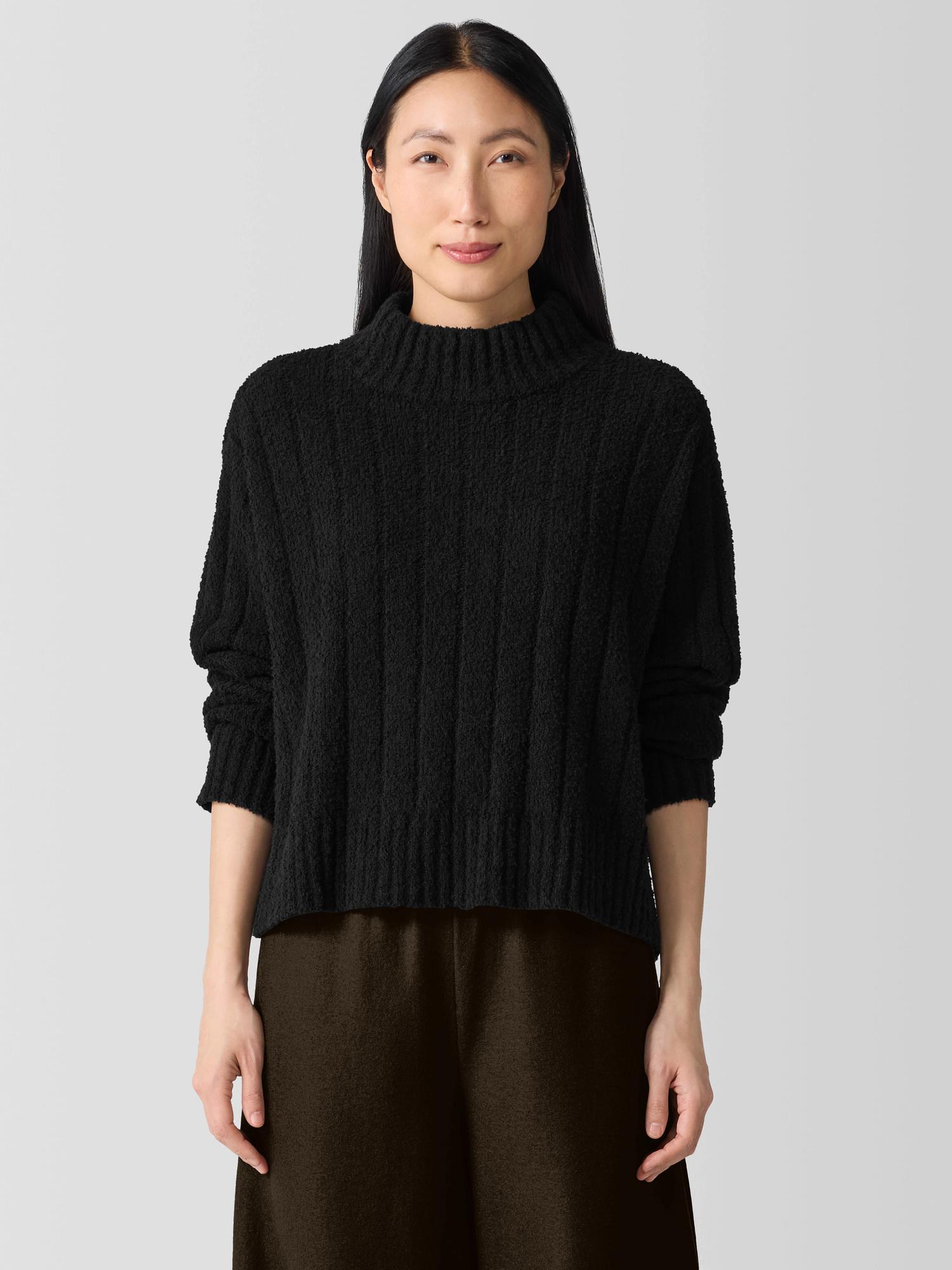 EILEEN FISHER Cotton Fluff Rib Turtleneck Topfemale product image