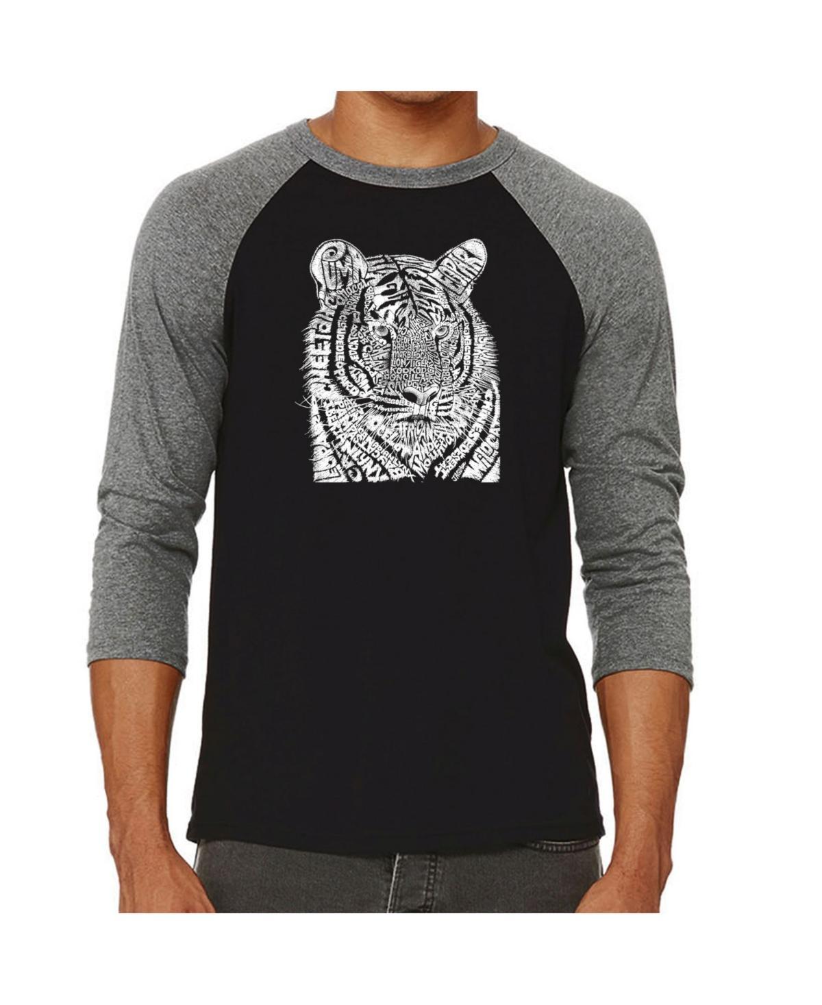 La Pop Art Big Cats Mens Raglan Word Art T-shirt Product Image