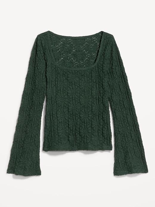 Textured Lace Scoop-Neck Top Product Image