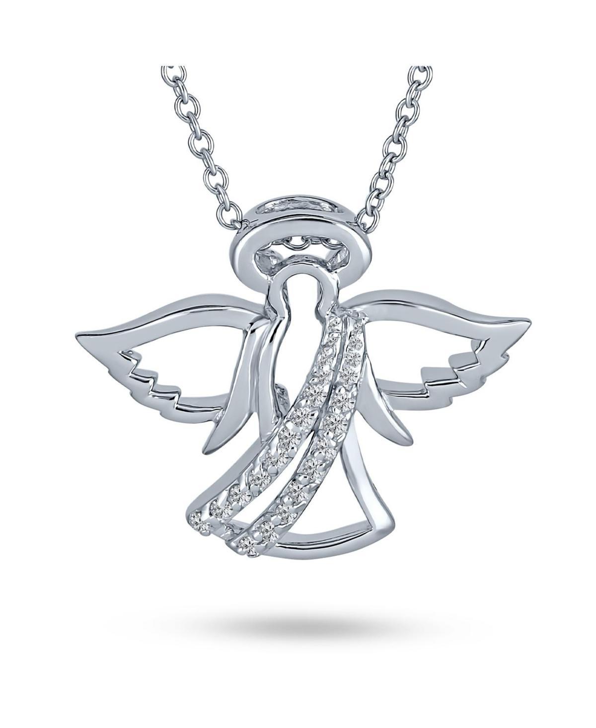 Spiritual Delicate Petite Cz Angel Pendant Necklace For Teen Women .925 Sterling Silver Product Image