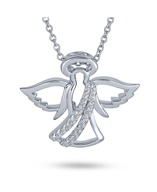 Bling Jewelry Spiritual Delicate Petite Cz Angel Pendant Necklace For Women Sterling Silver Product Image