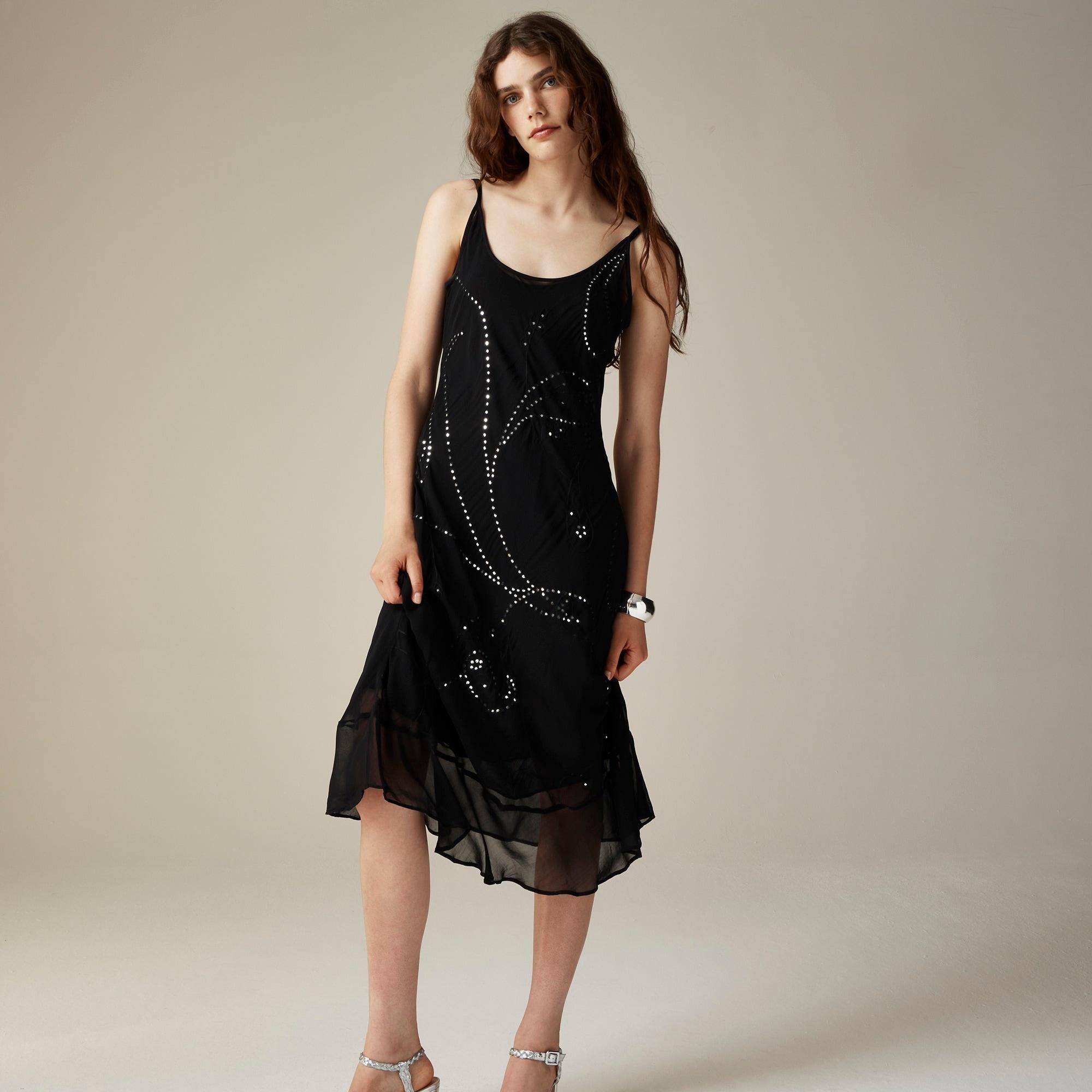 Maryam Nassir Zadeh X J.Crew embellished bias-cut slip dress in chiffon Product Image