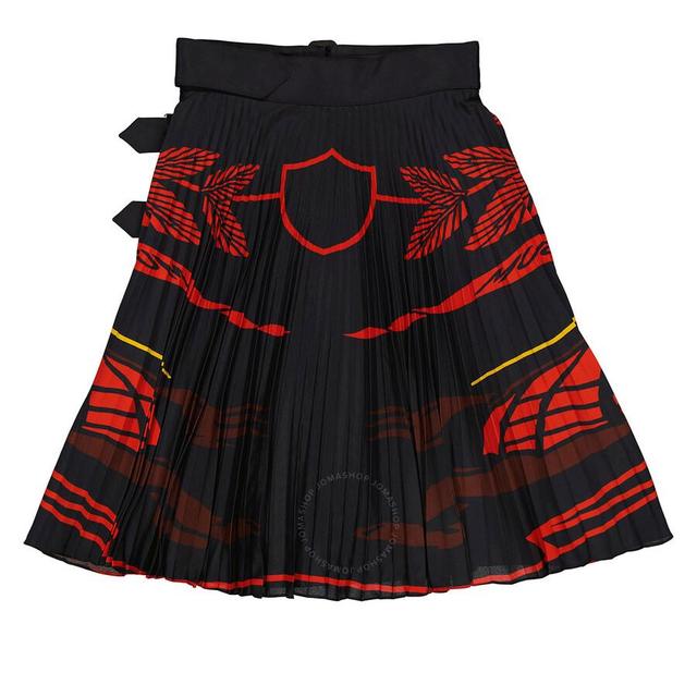 BURBERRY Ekd Print Belted Silk Skirt In Red Product Image