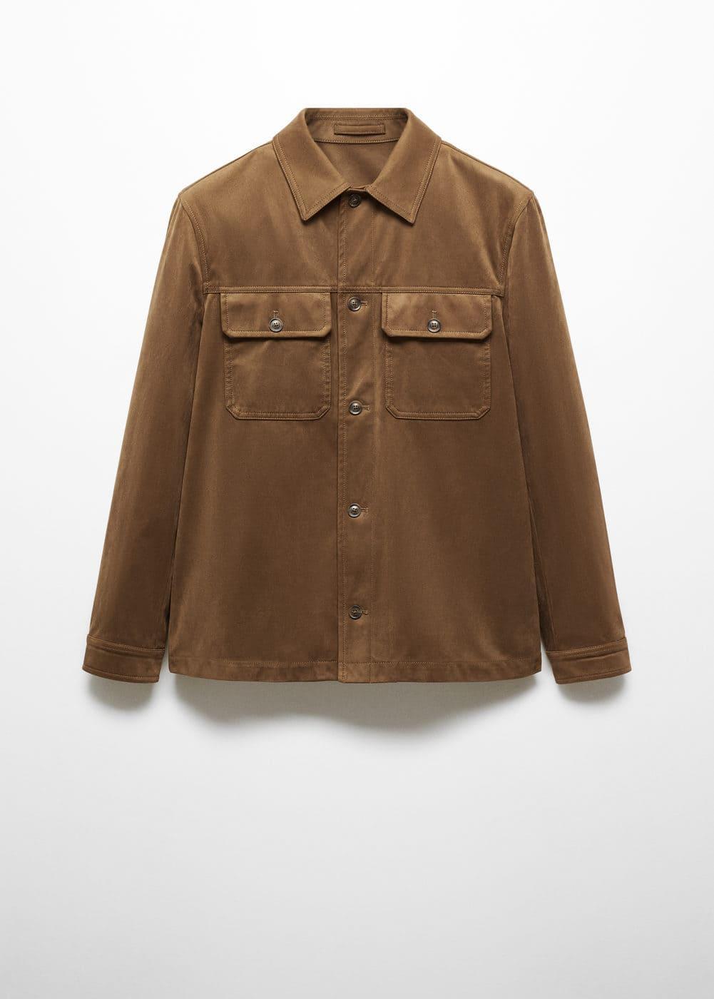 MANGO MAN - Suede effect overshirt with pockets cognacMen Product Image