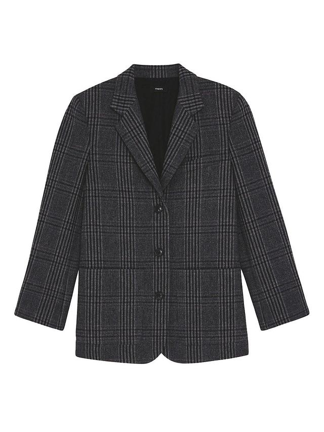 Womens Elbow-Patch Wool-Blend Blazer Product Image