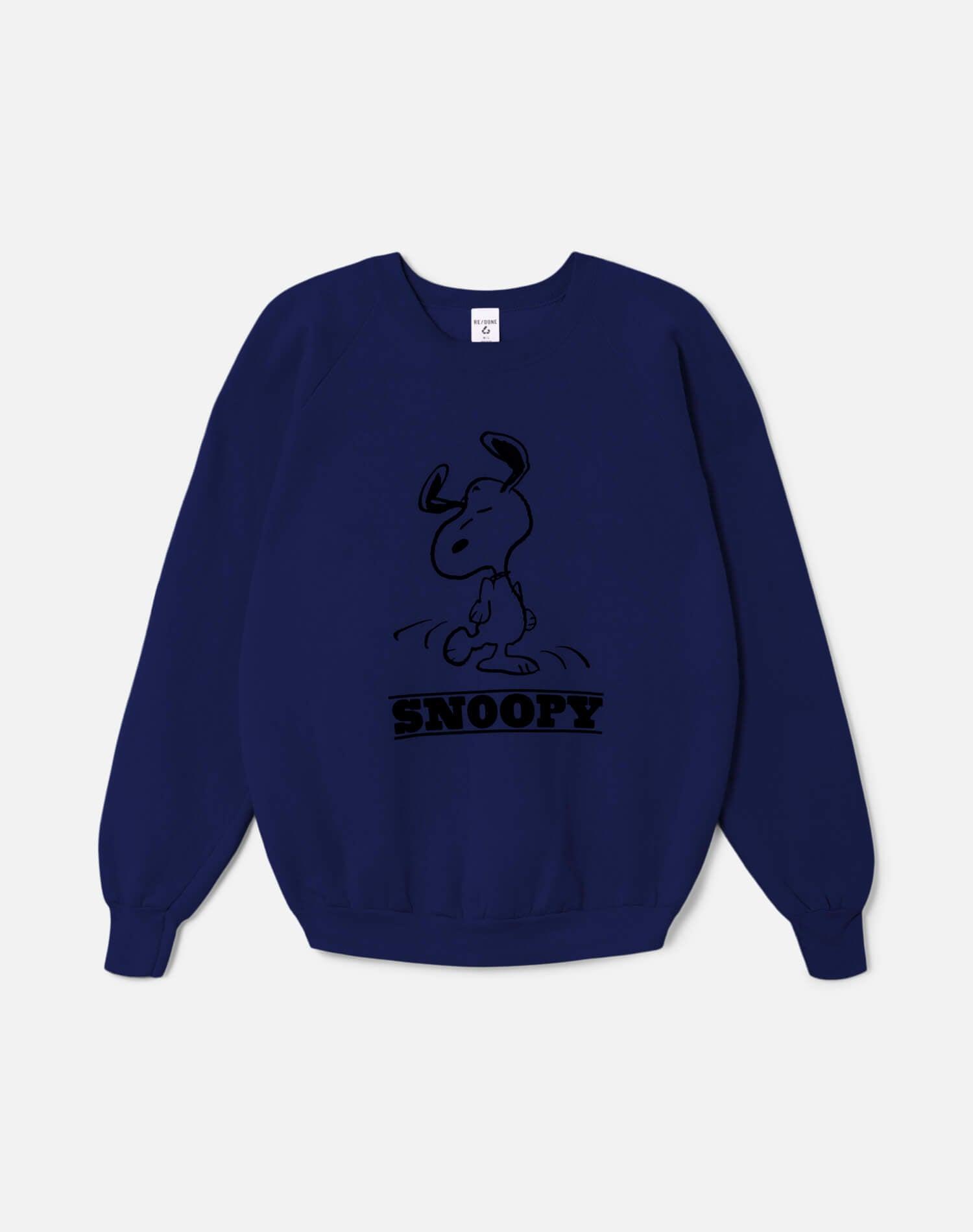 Upcycled "Snoopy Dancing" Sweatshirt in Navy - 11229740 Female Product Image