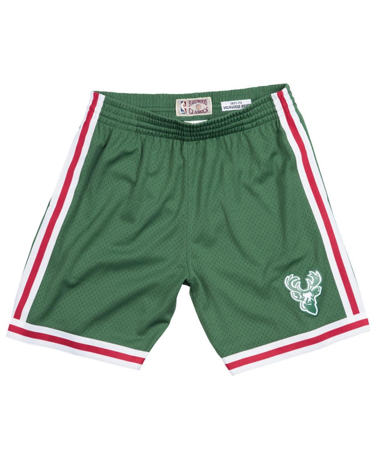 Men's Mitchell & Ness Hunter Green Milwaukee Bucks Hardwood Classics Primary Logo Swingman Shorts, Size: 2XL, Team Product Image