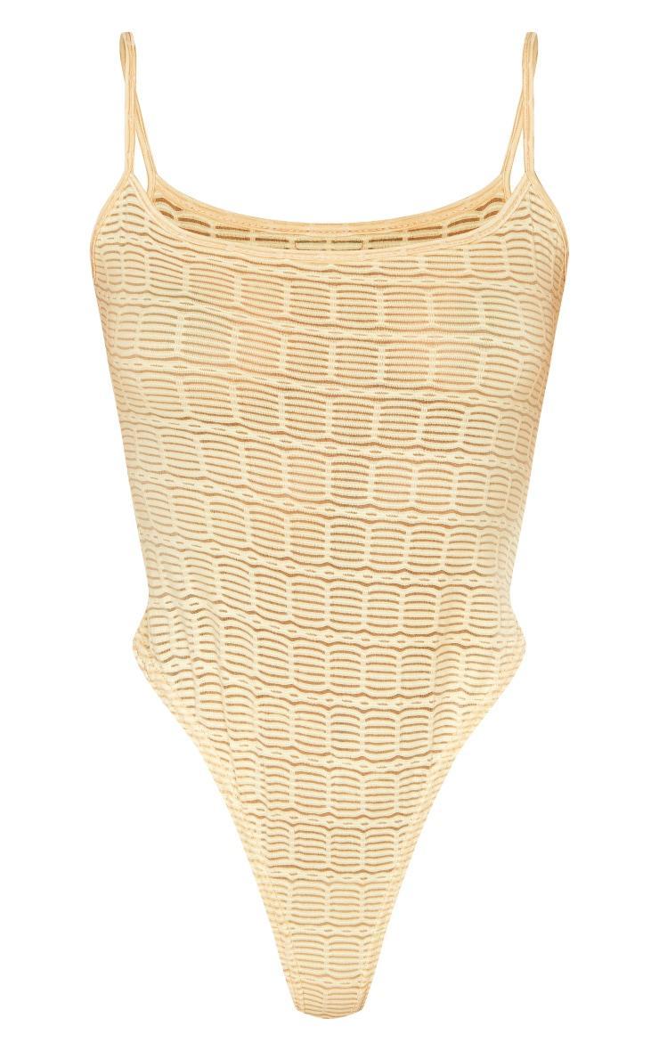 Stone Textured Strappy Open Back Bodysuit Product Image